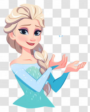Frozen Elsa Princess - Cartoon Character With Braid And Smile Transparent PNG