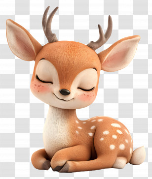 3d Fawn - Cute Deer With Antlers Transparent PNG