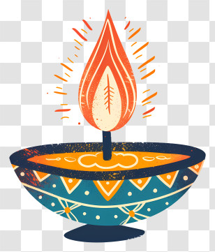 Diya Lamp - Colorful Decorative Oil Lamp Illustration Transparent PNG