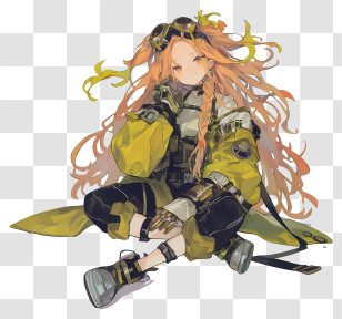 Anime Sitting - Anime Girl With Goggles Transparent PNG