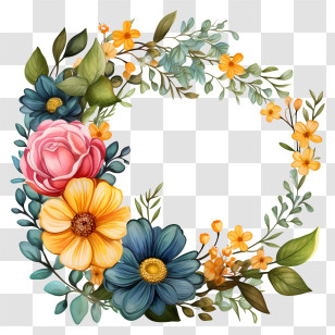 Flower Wreath - Beautiful Floral Wreath With Blossoms Transparent PNG