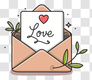 Cartoon - Romantic Love Letter In An Envelope With Heart Transparent PNG