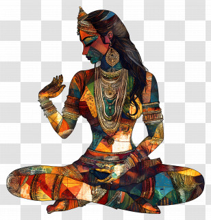 Parvati - Colorful Woman Silhouette In Traditional Attire Transparent PNG