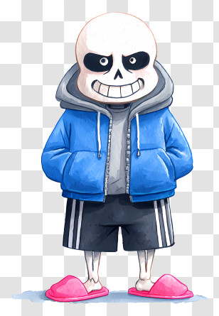 Sans From Undertale - Grinning Skeleton In Blue Hoodie Transparent PNG
