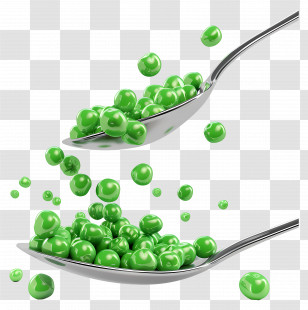 Peas - Green Peas On Spoons Transparent PNG