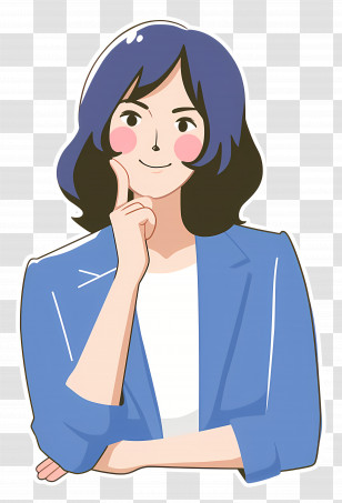 Japanese Woman - Smiling Woman In Modern Illustration Style Transparent PNG