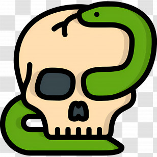 Snake Skull - Cartoon Skull With Snake Transparent PNG