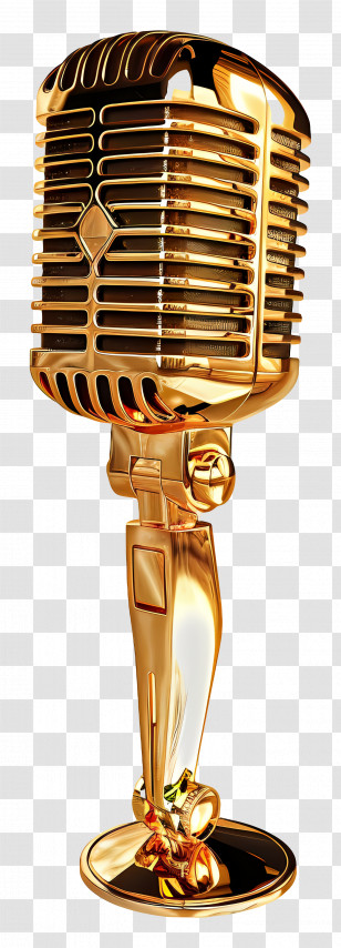 Gold Microphone - Shiny Golden Microphone For Music Performance Transparent PNG