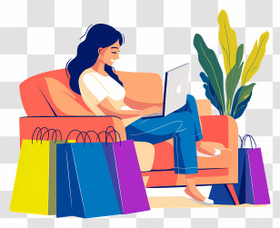 Online Shopping - Woman Shopping Online Transparent PNG