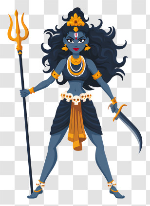 Goddess Kali - Kali Goddess With Trident Transparent PNG