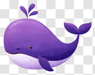 Watercolor Whale - Purple Whale Cartoon Illustration Transparent PNG