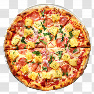 Hawaiian Pizza - Pizza With Toppings Illustration Transparent PNG