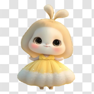 Cartoon Rabbit - Cute Doll In Yellow Dress Transparent PNG