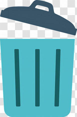 Garbage Can - Blue Trash Bin Illustration With Lid Transparent PNG