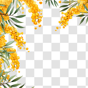 Golden Wattle - Yellow Mimosa Branches Decoration Transparent PNG