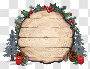 Christmas Decorations - Wooden Log With Christmas Decorations Transparent PNG