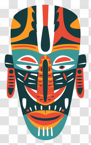 Tribal Mask - Colorful Tribal Mask Design Transparent PNG