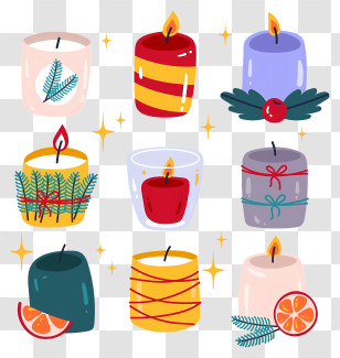 Decorated Candles - Colorful Festive Candles Transparent PNG
