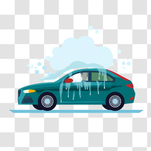 Car Wash - Blue Car Getting Washed Transparent PNG