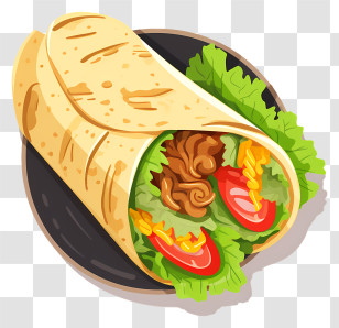 Image Representation - Delicious Burrito With Fresh Vegetables Transparent PNG