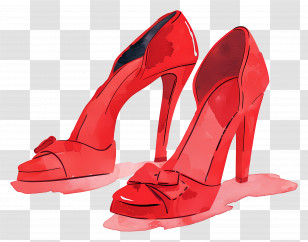 High Heel - Red High Heels With Decorative Bow Transparent PNG