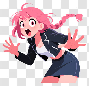Woman With Pink Hair - Pink-Haired Surprised Girl Transparent PNG