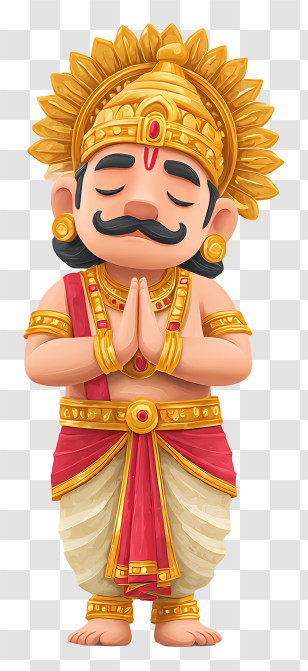 Noble Indian Man - Golden Praying Deity Cartoon Transparent PNG