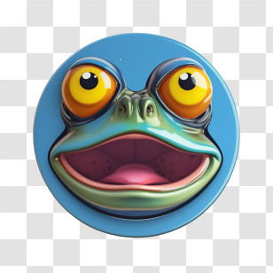 Frog - Cheerful Frog Head Illustration Transparent PNG