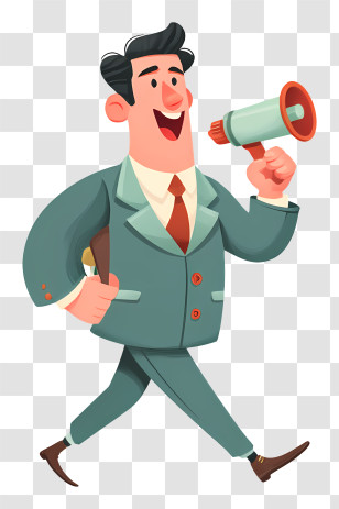 Businessman Doing Marketing - Man With Megaphone Illustration Transparent PNG