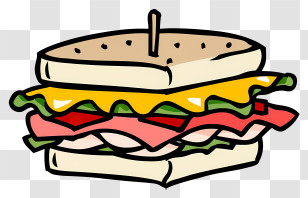 Cartoon - Cartoon Ham And Cheese Sandwich With Lettuce Transparent PNG