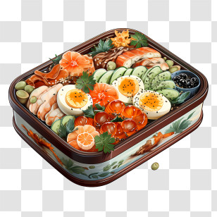 Bento Box - Japanese Bento Box With Artistic Food Arrangement Transparent PNG
