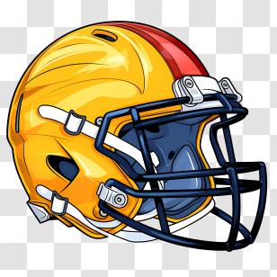 Football Helmet - Yellow And Red Football Helmet With Faceguard Transparent PNG