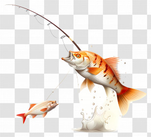 Go Fishing Day - Fishing With Rod And Fish Transparent PNG