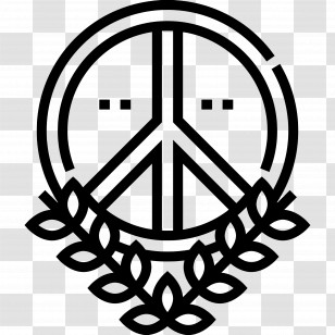 Peace Sign - Peace Symbol With Laurel Transparent PNG