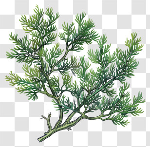 Hornwort - Green Plant Branch Illustration Transparent PNG