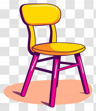 Chair - Yellow Cartoon Wooden Chair Transparent PNG