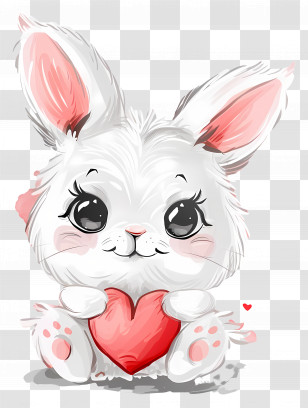 Like - Cute Bunny Holding A Heart Cartoon Transparent PNG