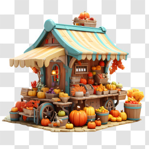 Autumn Harvest - Cozy Rustic Autumn Market Stall Transparent PNG