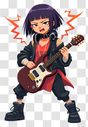 Kyoka Jiro - Angry Punk Girl Rock Guitar Transparent PNG
