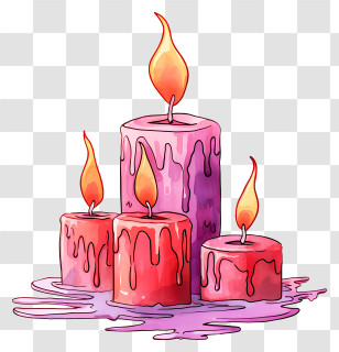 Pink Candles - Artistic Melting Pink Drip Candles Transparent PNG