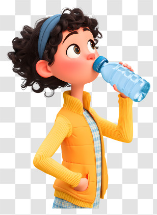 Girl Drinking Fresh Water - Girl Drinking Water Transparent PNG