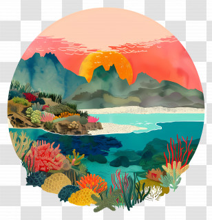 Great Barrier Reef - Scenic Coral Reef At Sunset Transparent PNG