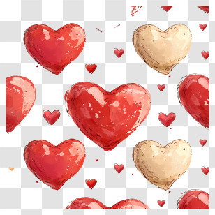 Heart Pattern Background - Romantic Red And Beige Hearts Pattern Transparent PNG