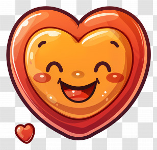 Smiling Heart - Smiling Orange Heart Cartoon Illustration Transparent PNG