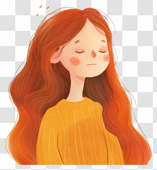 Girl With Longhair - Girl With Red Hair And Closed Eyes Transparent PNG