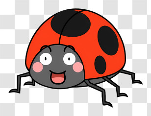 Cartoon - Ladybug Cartoon With Red And Black Design Transparent PNG