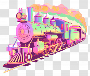 Christmas Train - Colorful Vintage Train Transparent PNG