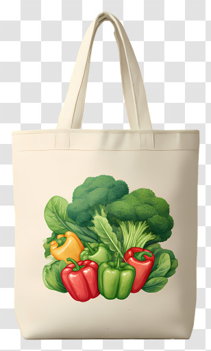 Reusable Bag With Greens - Tote Bag With Vegetable Print Transparent PNG
