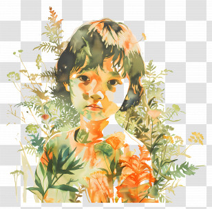 Child - Child Among Flowers Transparent PNG