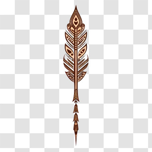 Indian Tribal Wooden Arrow - Tribal Feather Design With Intricate Patterns Transparent PNG